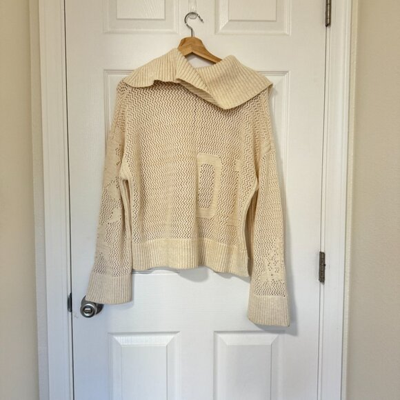 ☀️ ANTHROPOLOGIE DAILY PRACTICE Half Zip Oversized Pullover Sweater Cream Medium - Picture 10 of 10